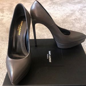 Saint Laurent grey platform stiletto heels